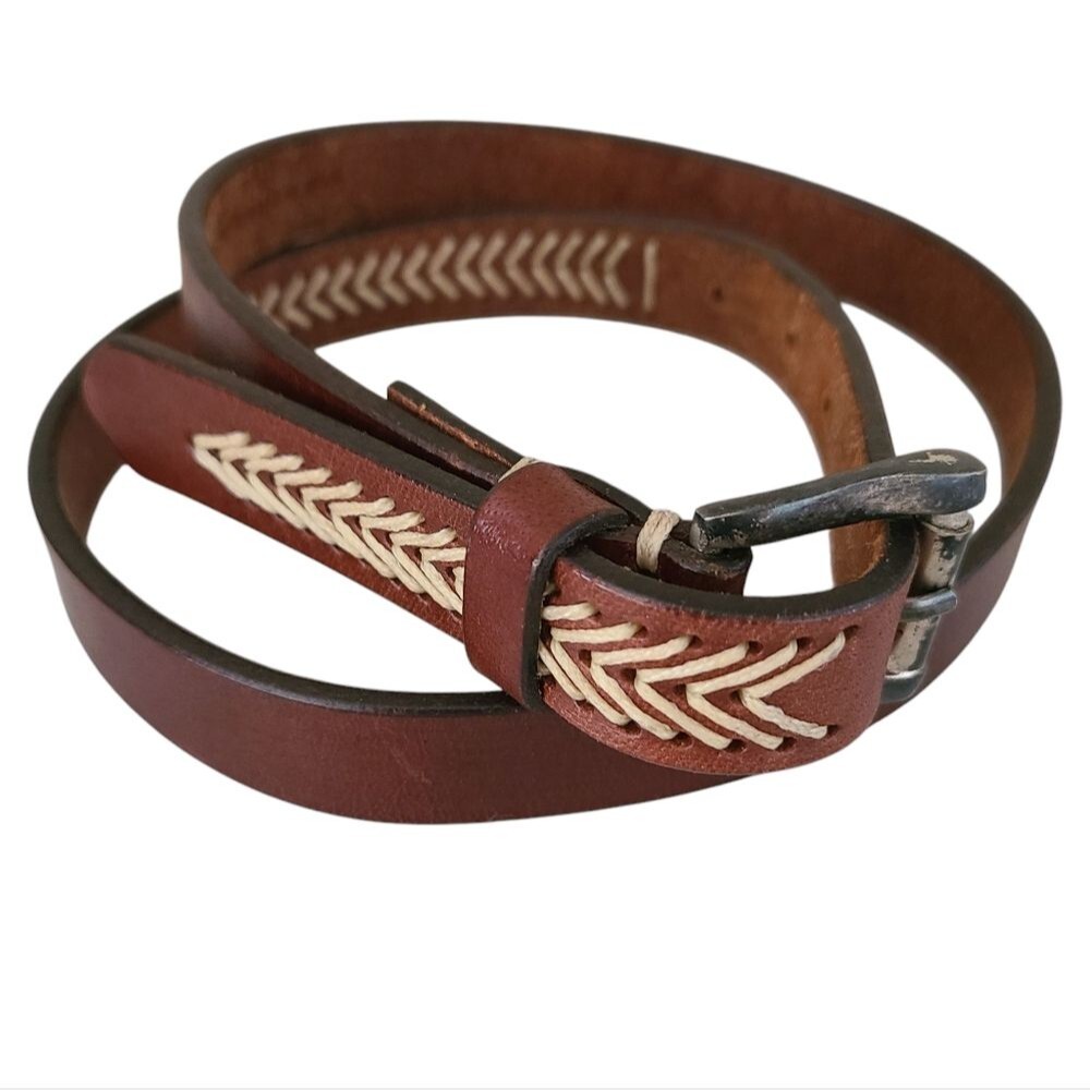 vintage tooled leather western belt cowboy core brown size 30